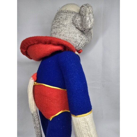 Sock Monkey Superman stuffed animal plush- Handmade 19 Inches - Picture 12 of 14